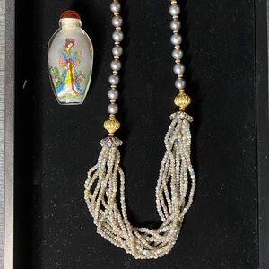 Labradorite beads and gray shell pearl necklace